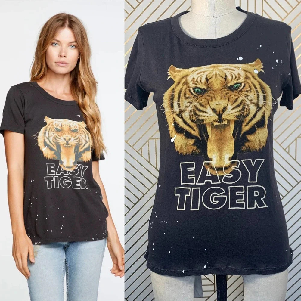 Chaser Easy Tiger Graphic Tee‎ in Charcoal Gray